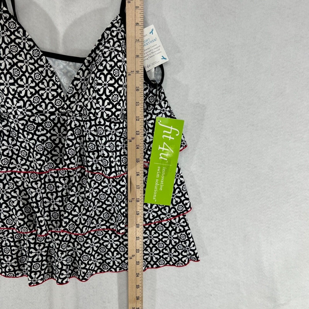 NEW Fit 4 Ur Tummy Tankini Swim Top Peplum Tier Black Built in Bra Womens Sz 12 - Picture 6 of 10